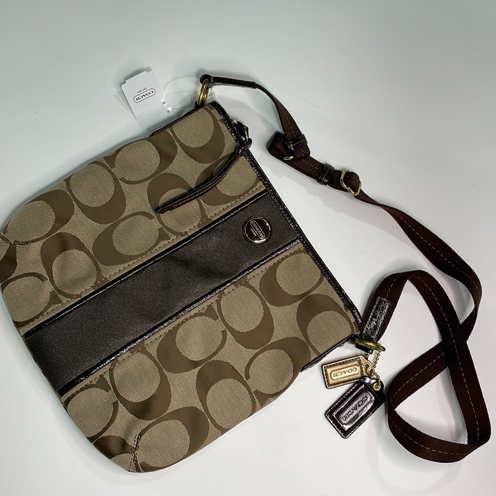 Coach signature Stripe Duffle Crossbody NWT ACC360